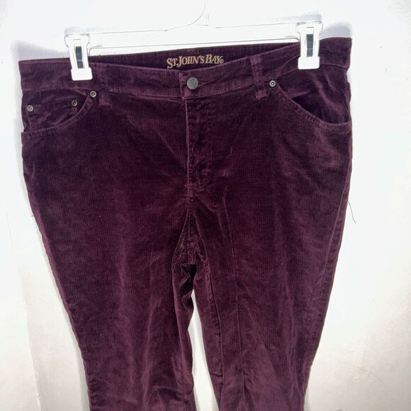 St. Johns Bay Womens Corduroy Bootcut Pants Purple Mid Rise Stretch Pockets 12 - Picture 2 of 7